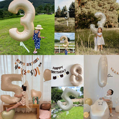 40" Caramel & Cream Jumbo Foil Numbers Helium Balloon 100CM Birthday Wedding Decor Baby Shower Mylar Foil Metallic
