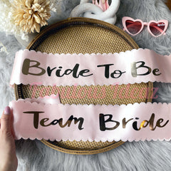 Rose Gold Bachelorette Party Sash - Bridal Shower Sash - Hen Sash - Bride To Be Sash - Bridal Shower Gift- Hen Party Bridesmaid Team Bride