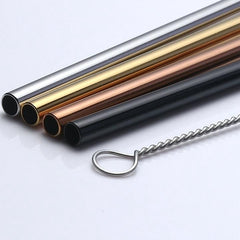 4x Stainless Steel Reusable Metal Drinking Straws