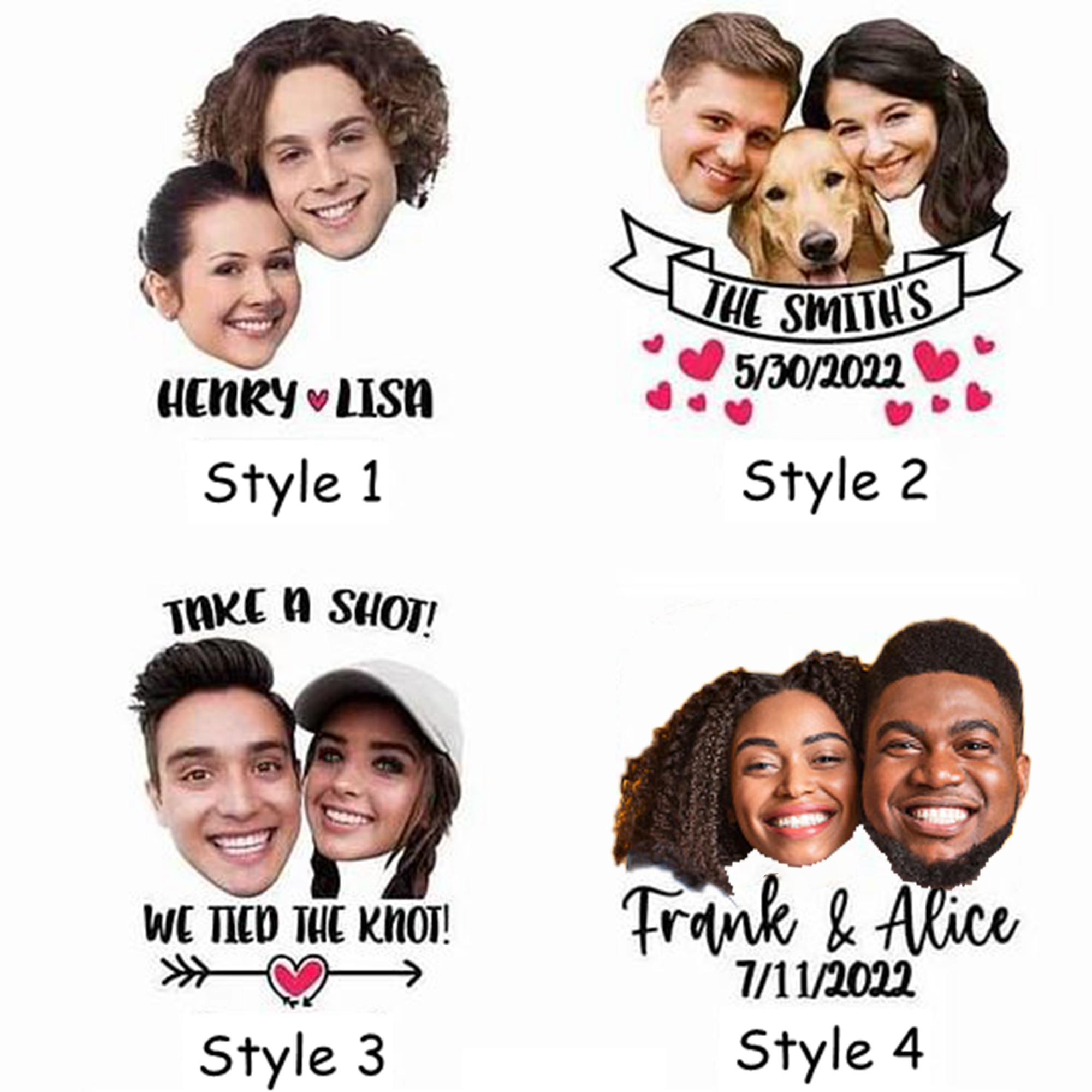 Personalised Custom Made Couple Milestone Anniversary Face Temporary Tattoo Favors