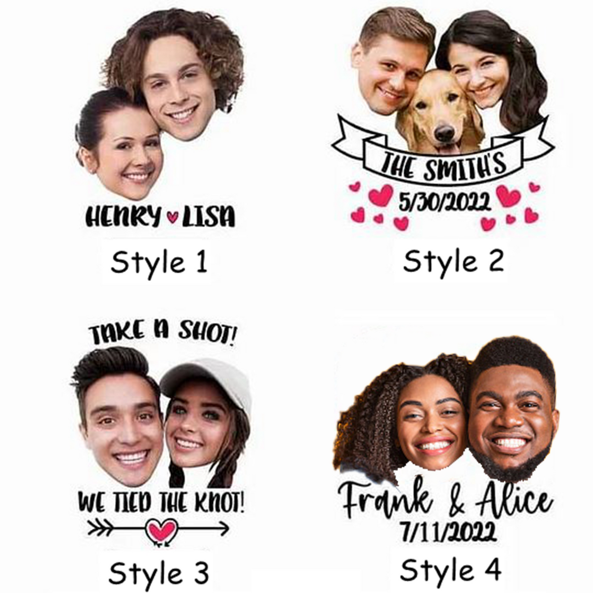 Personalised Custom Made Couple Milestone Anniversary Face Temporary Tattoo Favors
