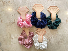 Silk Satin Scrunchies | Bridal Shower Gift Decorations, Bride Tribe Favor, Bridesmaid Scrunchies, Bridesmaid Proposal