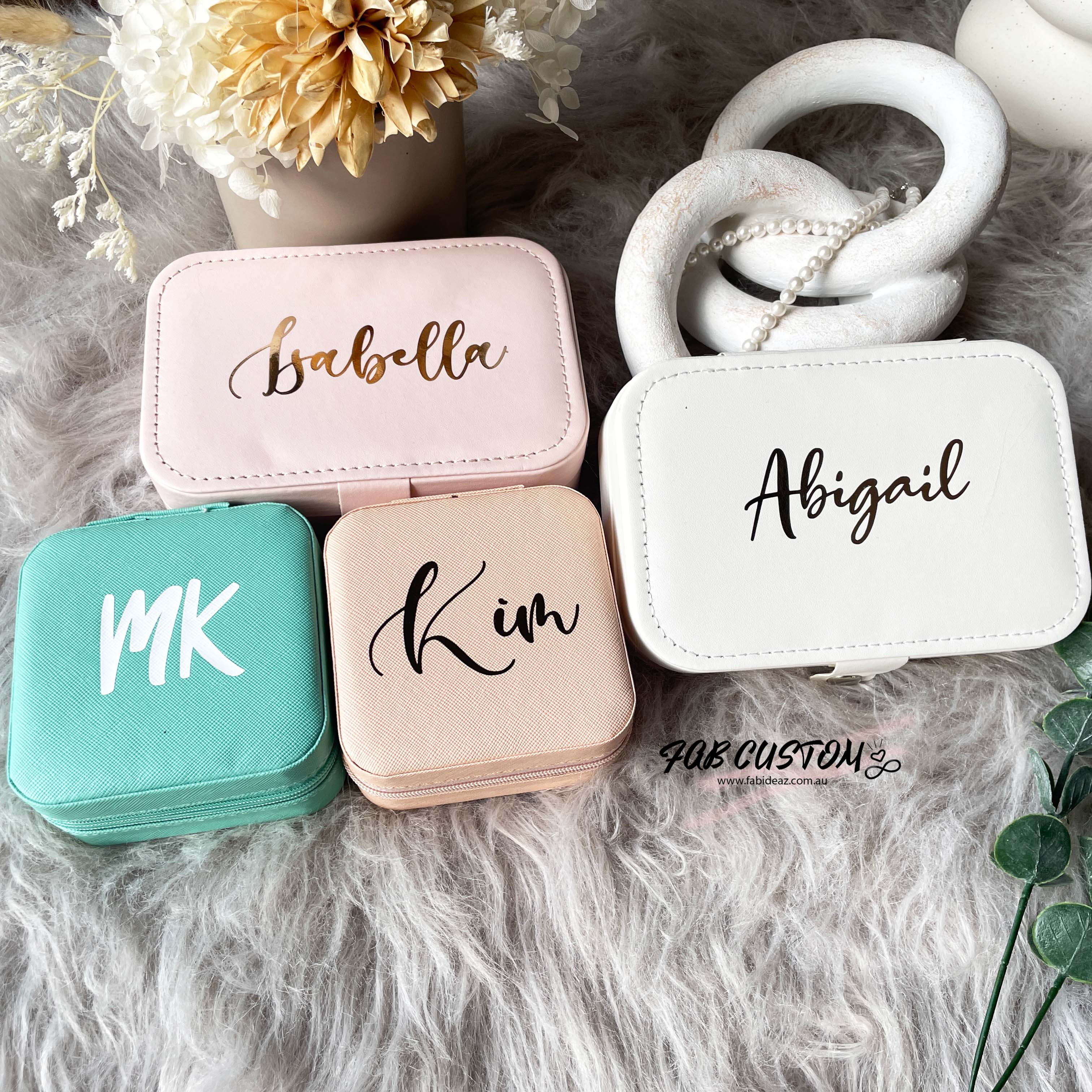 Personalized Jewellery Boxes  Rings Accessories Case  Bridesmaid Gifts  Romantic Custom Travel Case Thank you Jewelry Box with Name