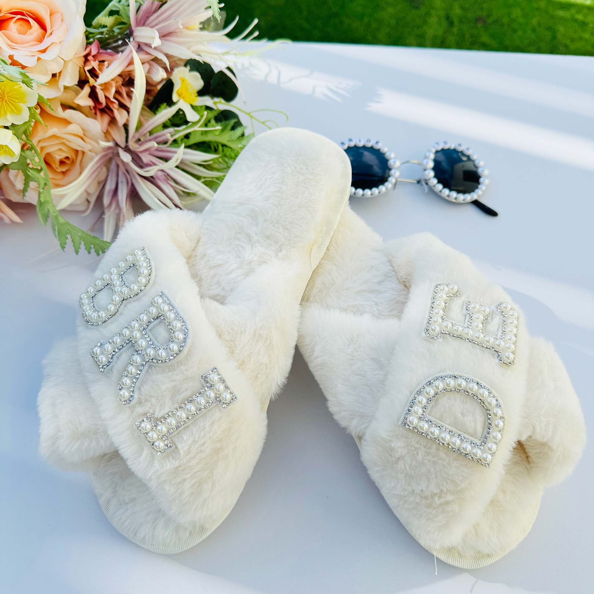 BRIDE Fluffy Slippers, Bridesmaid Gift