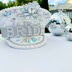 BRIDE Rhinestone & Pearl Embellished Bride Hens Party Hat