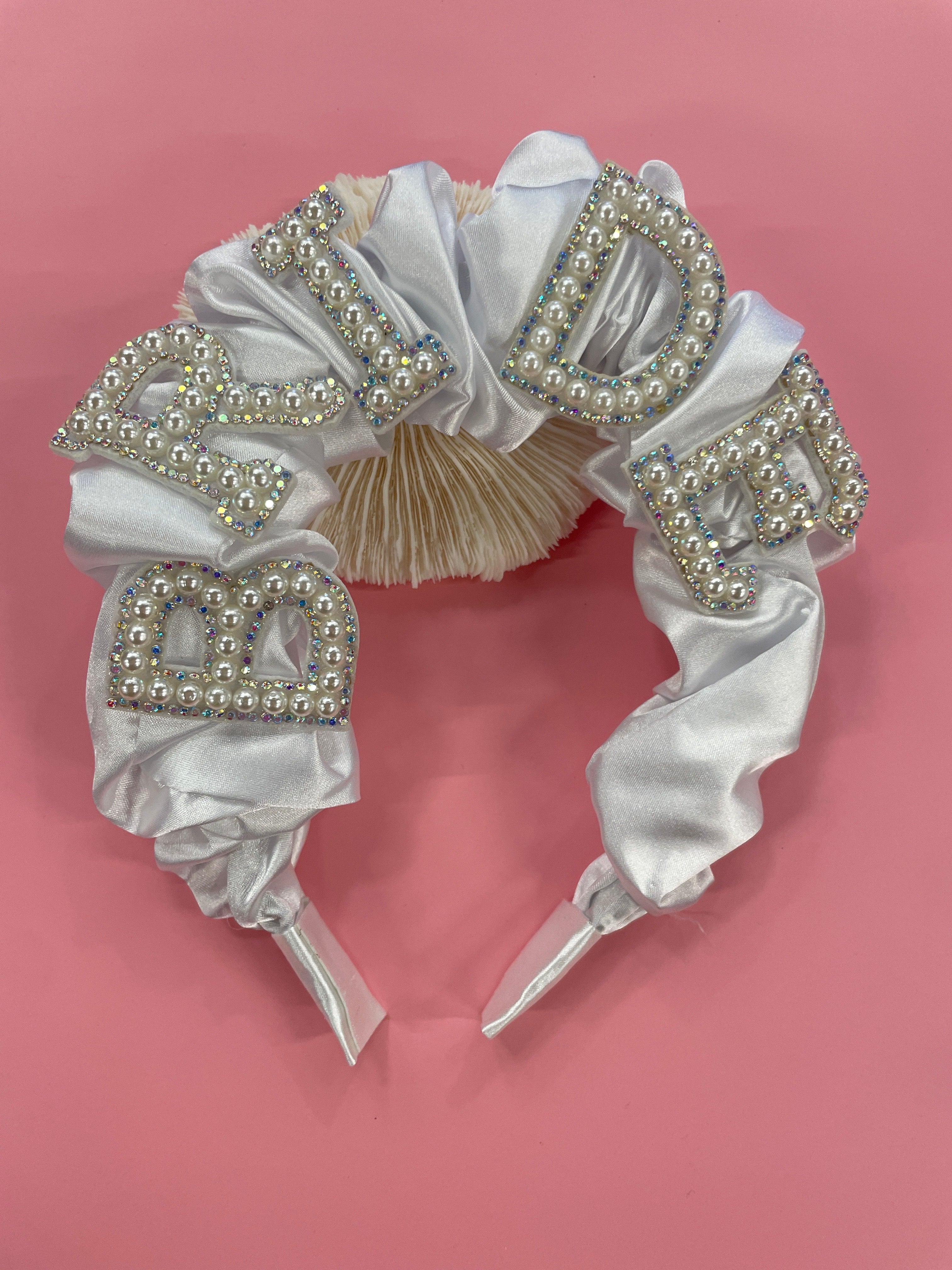 Bridal Party Decorations, Bride Headband, Bride Pearl Headband, Hen Party Tiara, Bride to Be Headband, White Headpiece Bridal Shower Gift