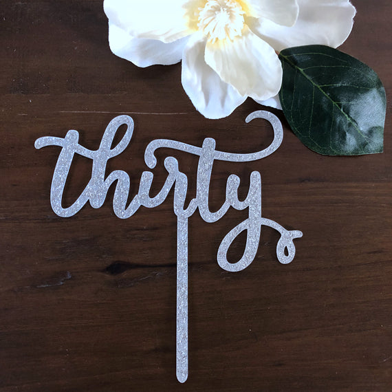 Thirty Birthday Acrylic Cake Topper Gold & Silver Happy 30th Birthday