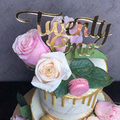 Mirror Gold Twenty One 21st Birthday 21 Today Acrylic Cake Topper Happy Birthday