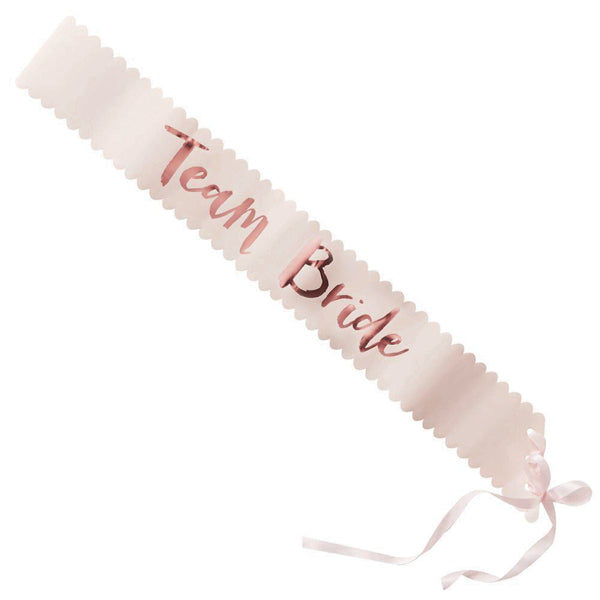 Blush Rose Gold Team Bride Hens Party Sash Wedding Sashes