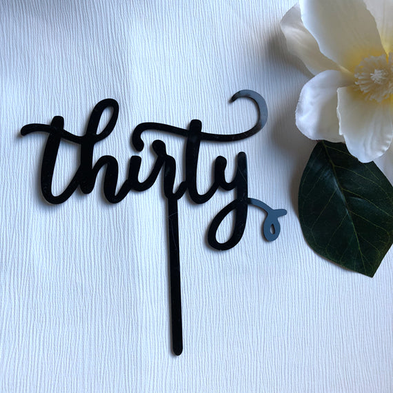 Thirty Birthday Acrylic Cake Topper Gold & Silver Happy 30th Birthday