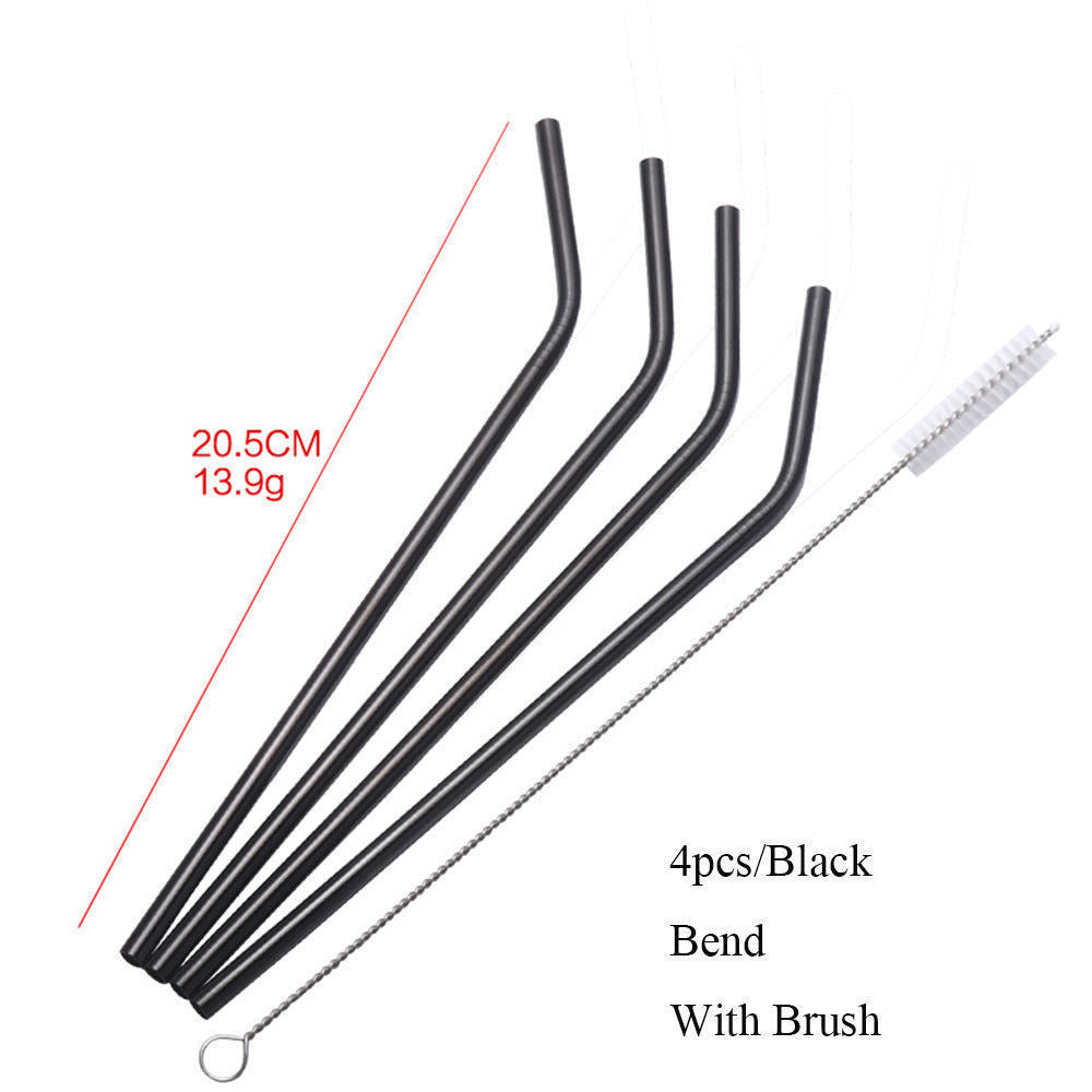 4x Stainless Steel Reusable Metal Drinking Straws