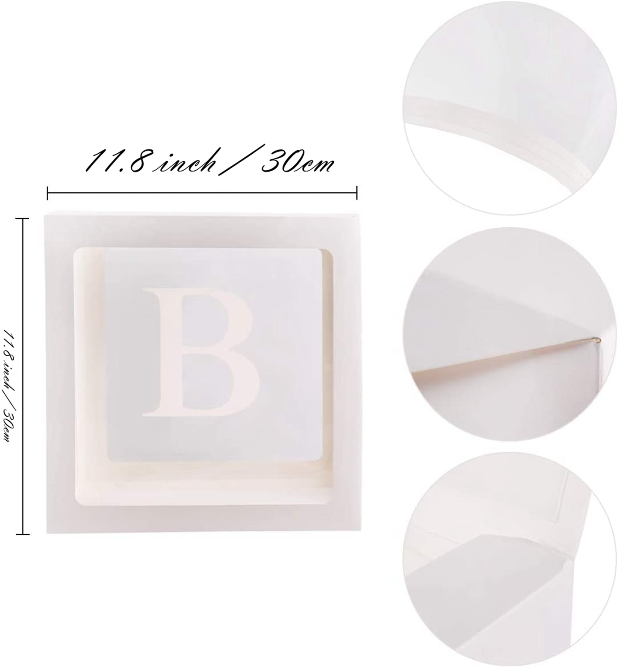 BabyShower Box Set of 4 Clear Baby Block Boxes with Baby Letters Party Decoration - Transparent Ballon Boxes Backdrop - Baby Shower & Birthday Party