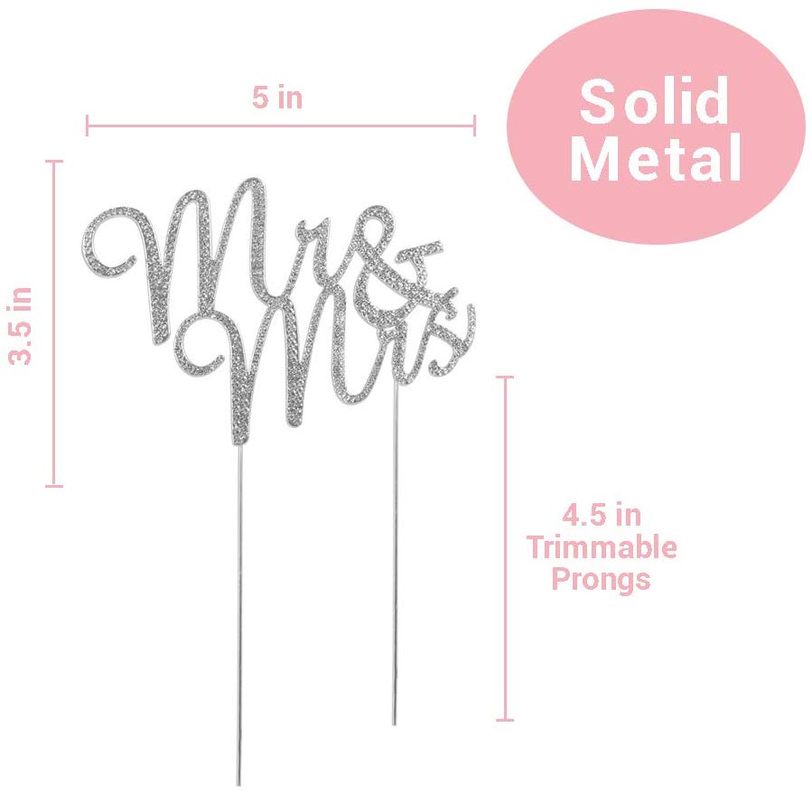 Rhinestone Silver Mr & Mrs Wedding Cake Topper