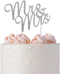 Rhinestone Silver Mr & Mrs Wedding Cake Topper