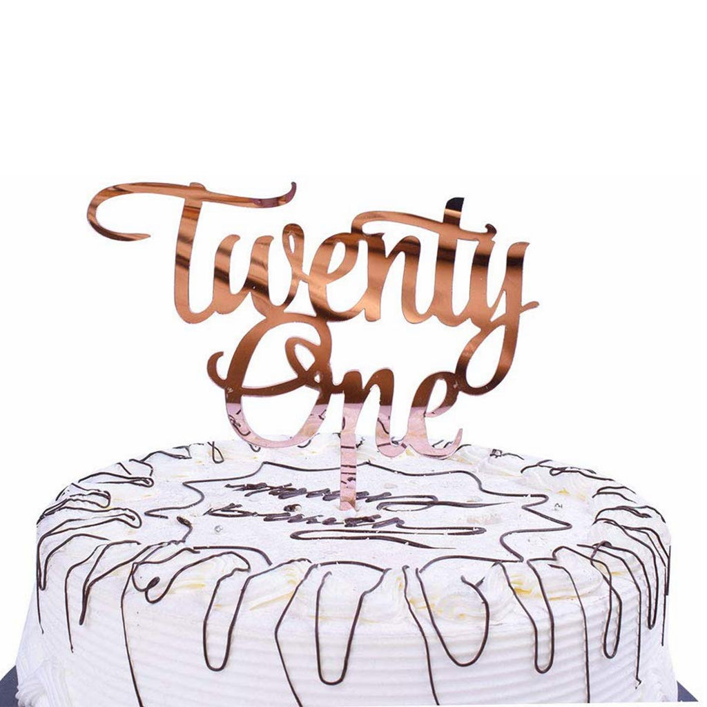 Rose Gold Twenty One 21st Birthday 21 Today Acrylic Cake Topper Happy Birthday