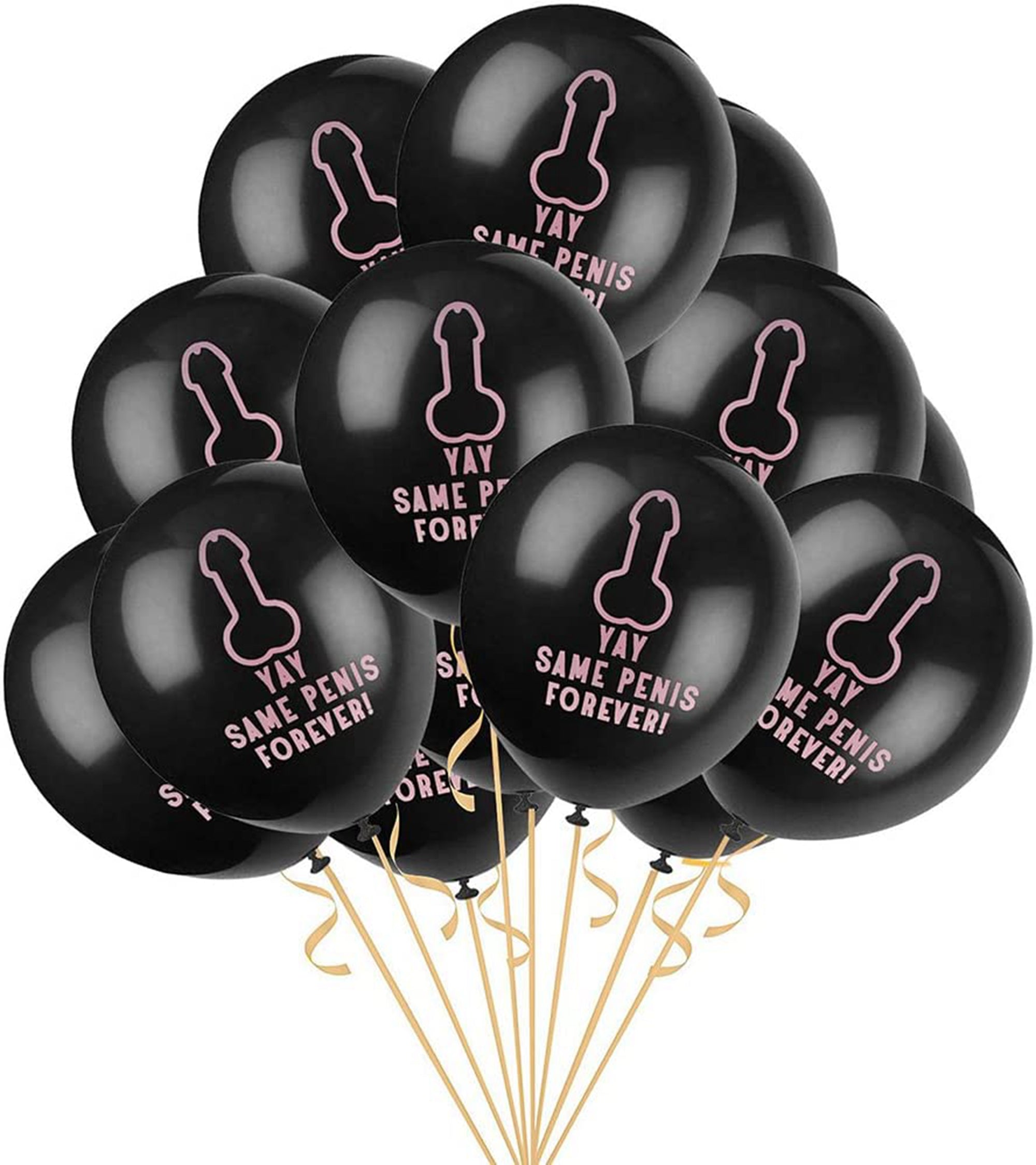 Pack of 10 Same Penis Forever Pink on Black Hens Latex Balloons