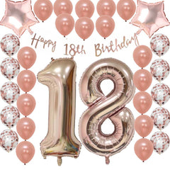 Ultimate 18th Rose Gold EighteenthBirthday Pack 18 Garland Balloons Decorations Eighteen Party Decor Eighteenth Party