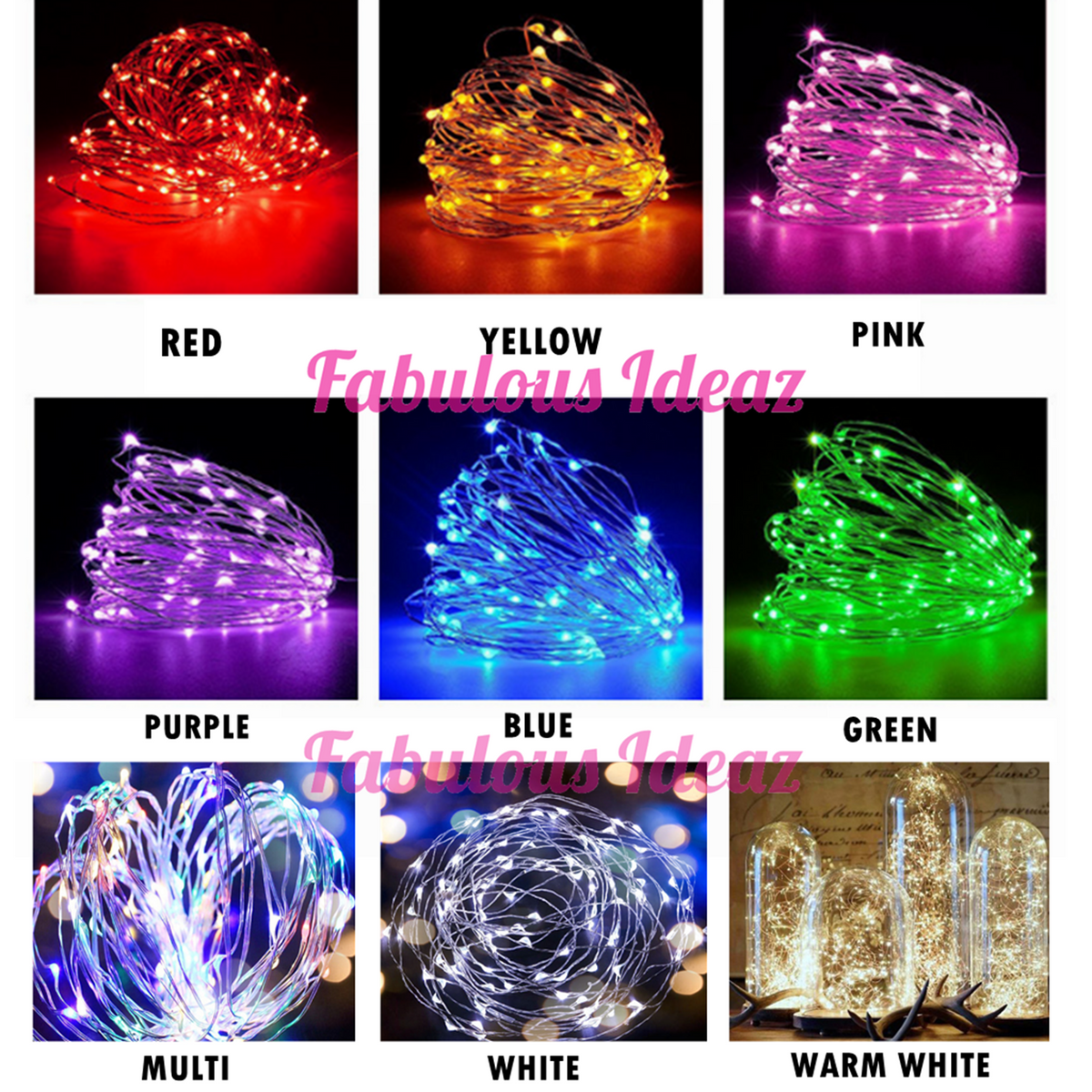 LED String Battery Powered Copper Wire Fairy Lights Fab Ideaz