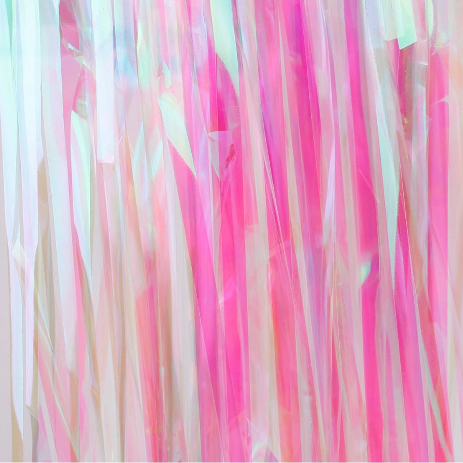 Metallic Tinsel Curtain Foil 1m 2m 3m 4m 5m Backdrop PomPoms Streamers Decor
