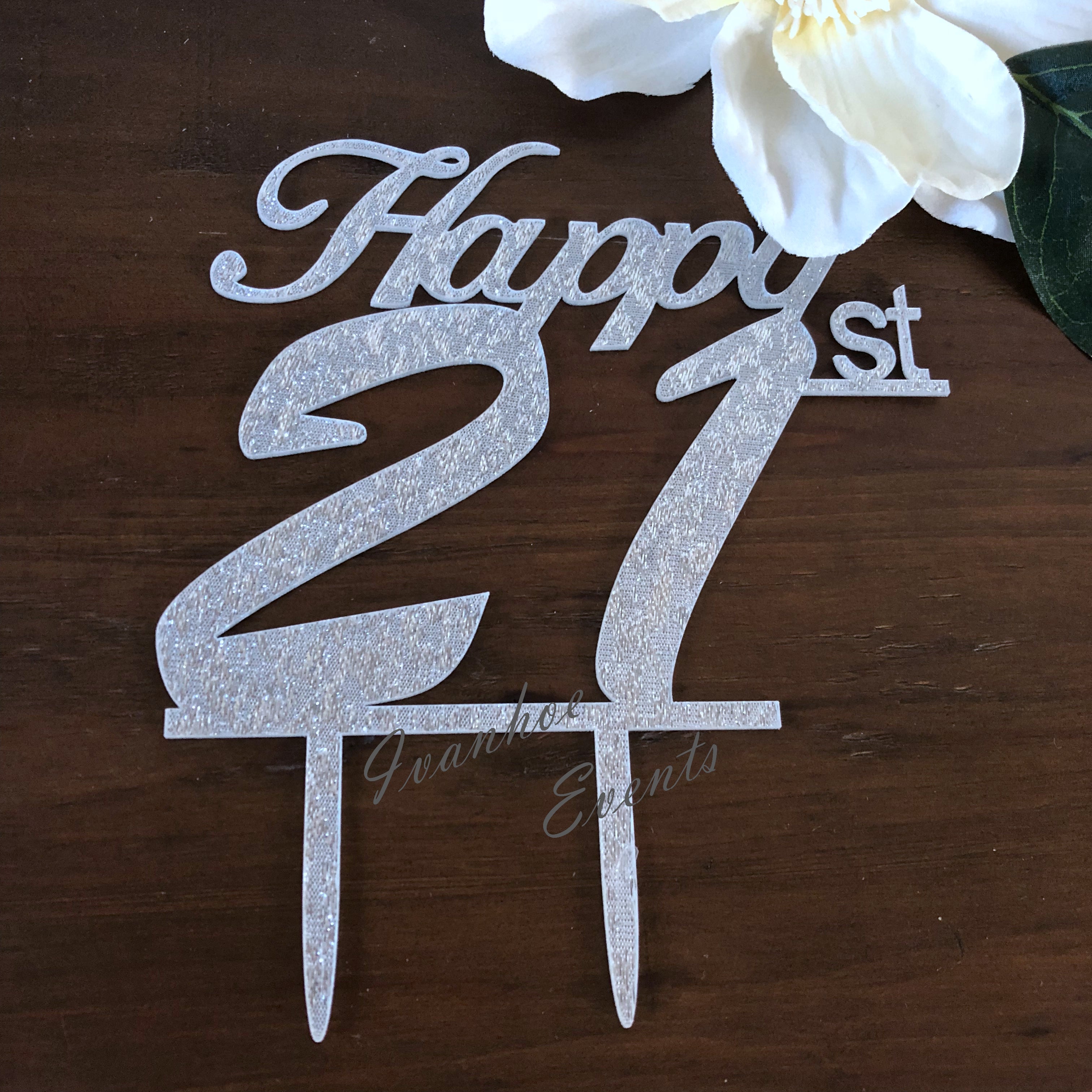 Happy 21st Birthday Acrylic Cake Topper