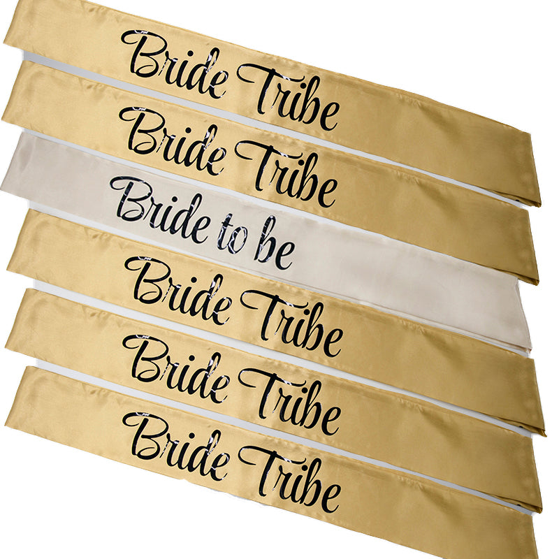 6x Double Layer Bridal Bride Tribe Sashes for Bachelorette Hens Party Bridal Shower