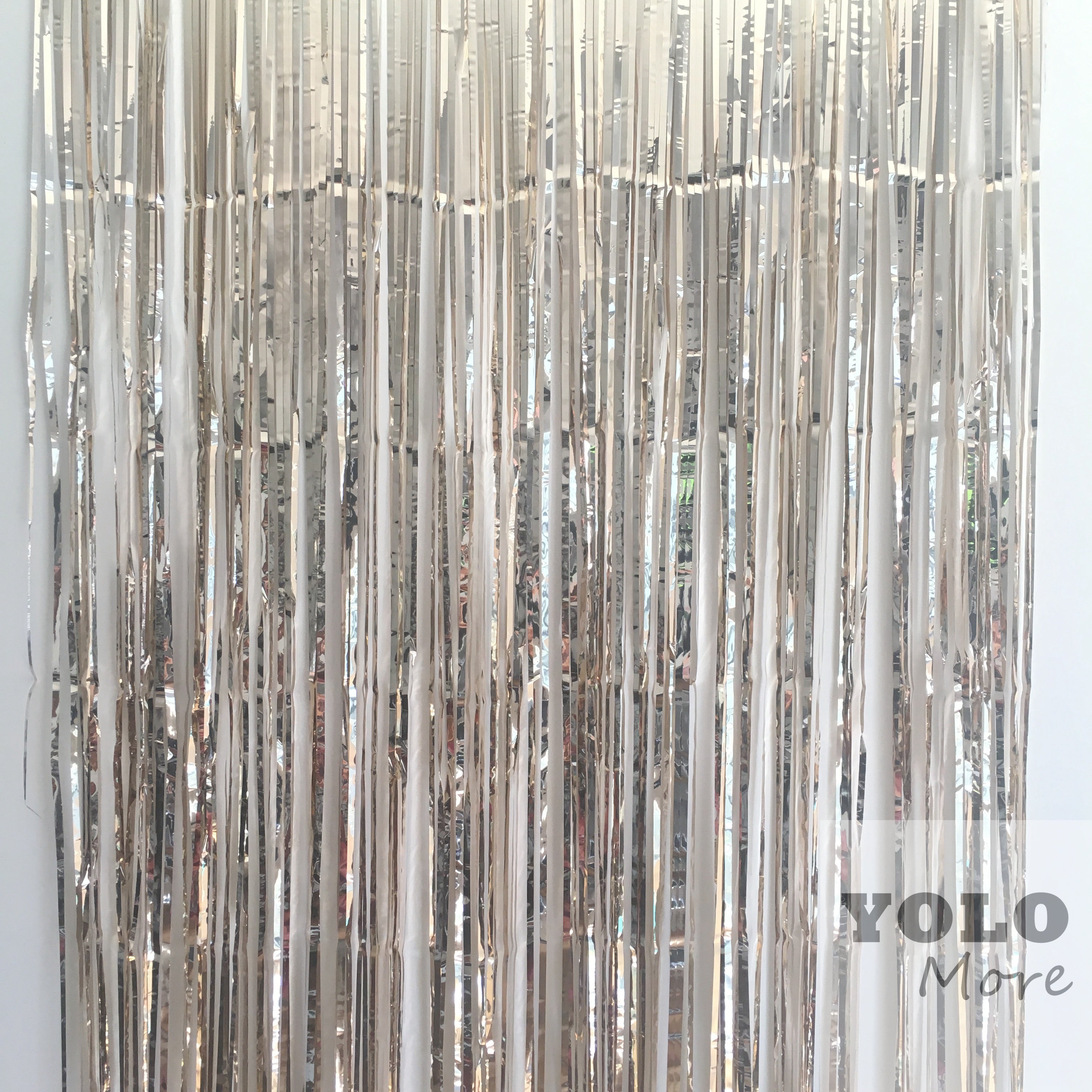 Metallic Tinsel Curtain Foil 1m 2m 3m 4m 5m Backdrop PomPoms Streamers Decor
