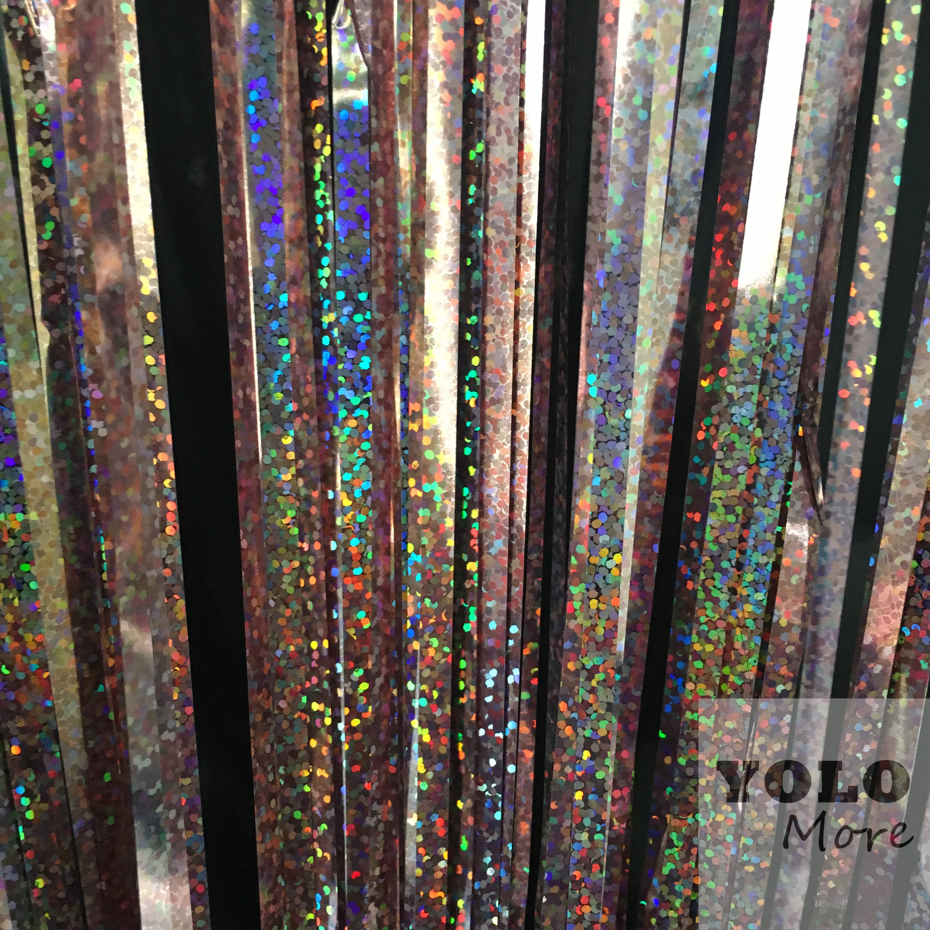 Metallic Tinsel Curtain Foil 1m 2m 3m 4m 5m Backdrop PomPoms Streamers Decor