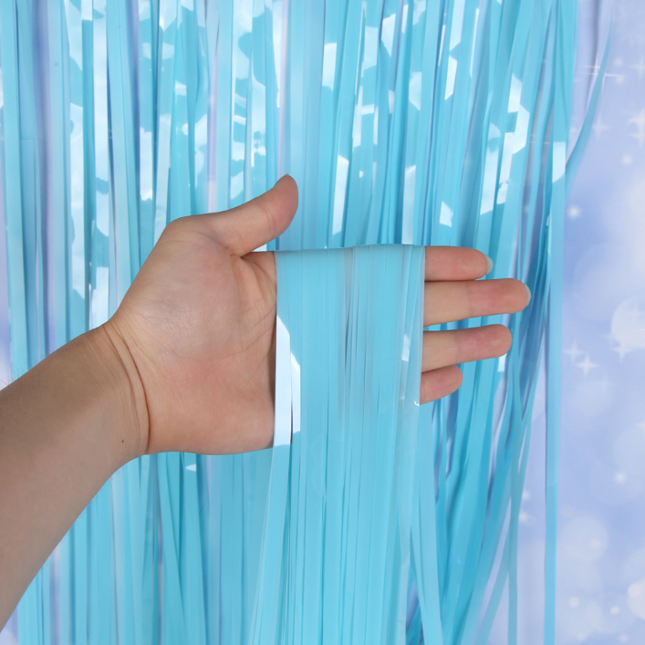 Metallic Tinsel Curtain Foil 1m 2m 3m 4m 5m Backdrop PomPoms Streamers Decor