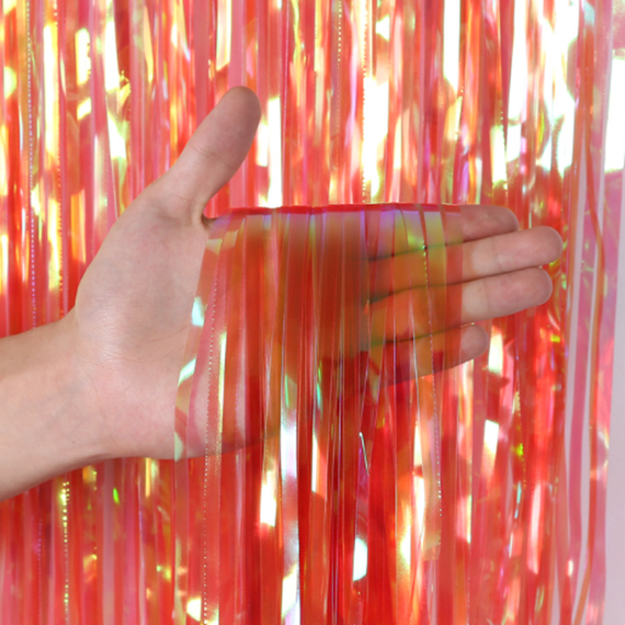 Metallic Tinsel Curtain Foil 1m 2m 3m 4m 5m Backdrop PomPoms Streamers Decor