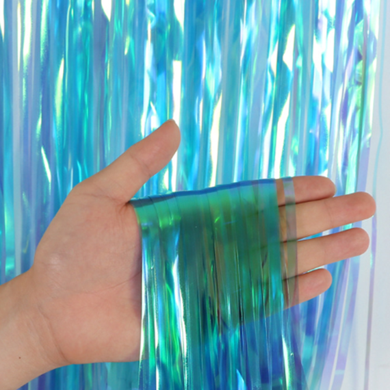 Metallic Tinsel Curtain Foil 1m 2m 3m 4m 5m Backdrop PomPoms Streamers Decor