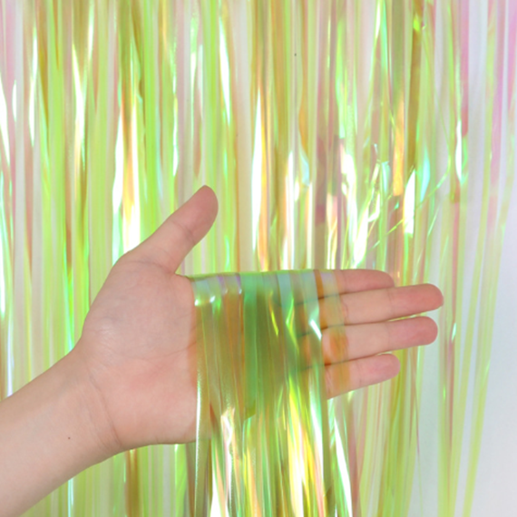 Metallic Tinsel Curtain Foil 1m 2m 3m 4m 5m Backdrop PomPoms Streamers Decor