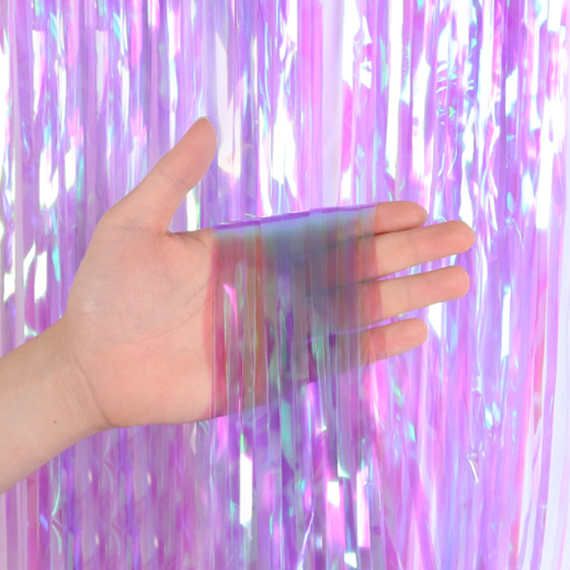 Metallic Tinsel Curtain Foil 1m 2m 3m 4m 5m Backdrop PomPoms Streamers Decor