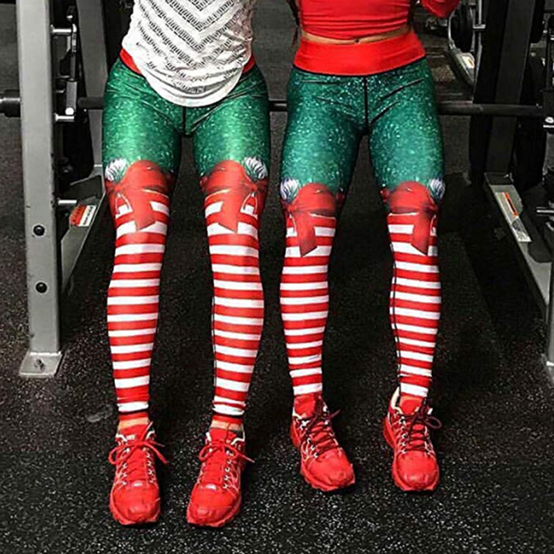 Bows Christmas Leggings XMAS Tights Womens Elastic Snowflake Pants Sto Fab Ideaz