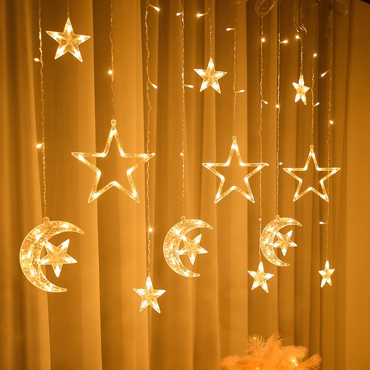 3.5M Ramadan Eid Decoration Lights LED Star and Moon Curtain Lights