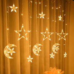 3.5M Ramadan Eid Decoration Lights LED Star and Moon Curtain Lights