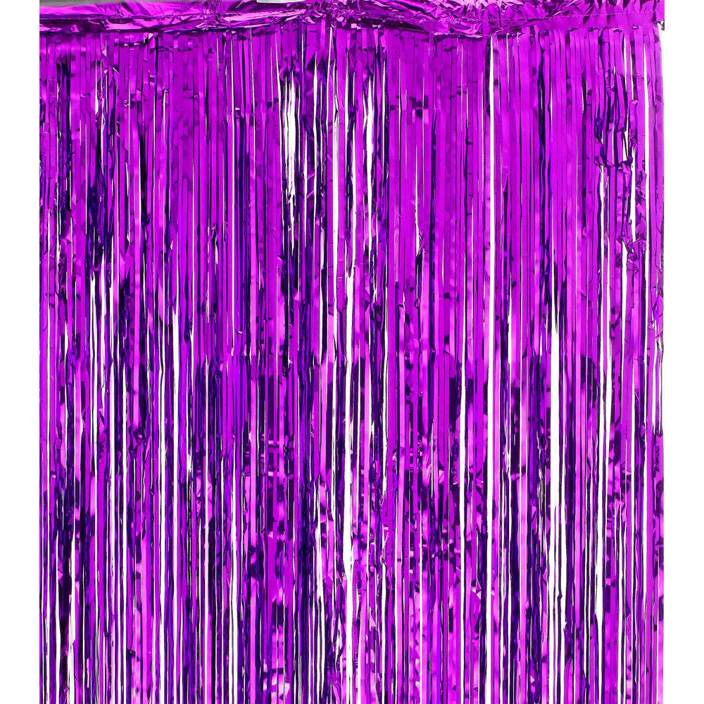 Metallic Tinsel Curtain Foil 1m 2m 3m 4m 5m Backdrop PomPoms Streamers Decor