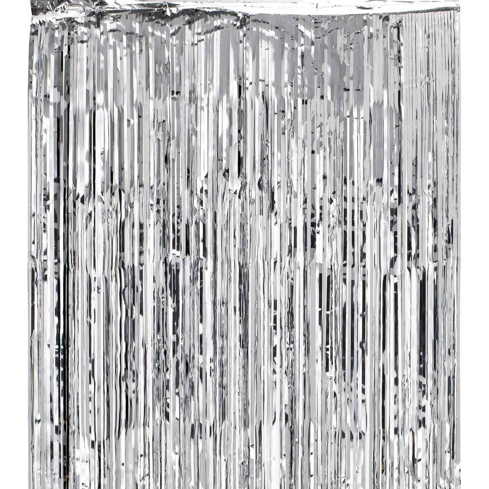 Metallic Tinsel Curtain Foil 1m 2m 3m 4m 5m Backdrop PomPoms Streamers Decor