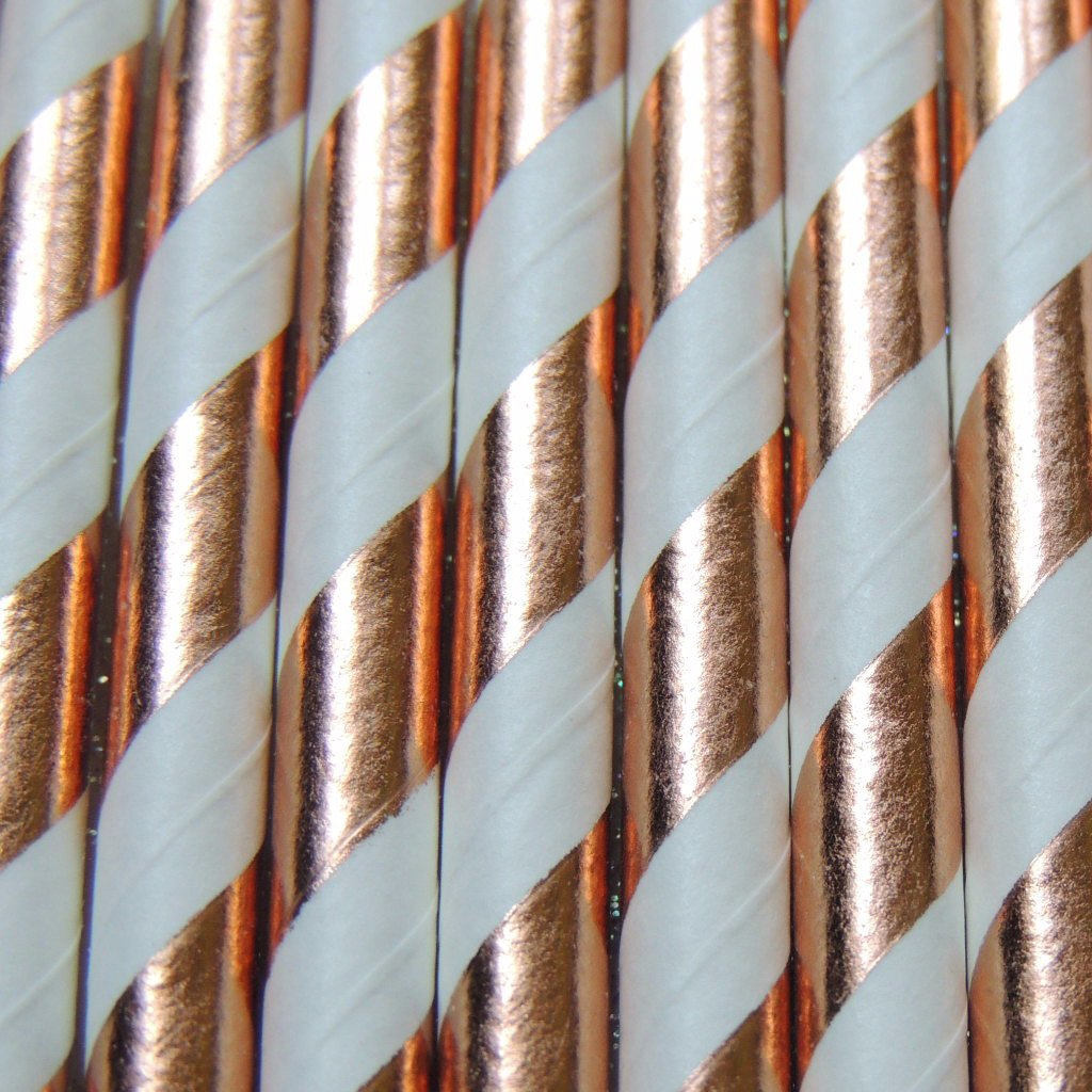 25x ROSE GOLD FOIL Metallic Paper Straws