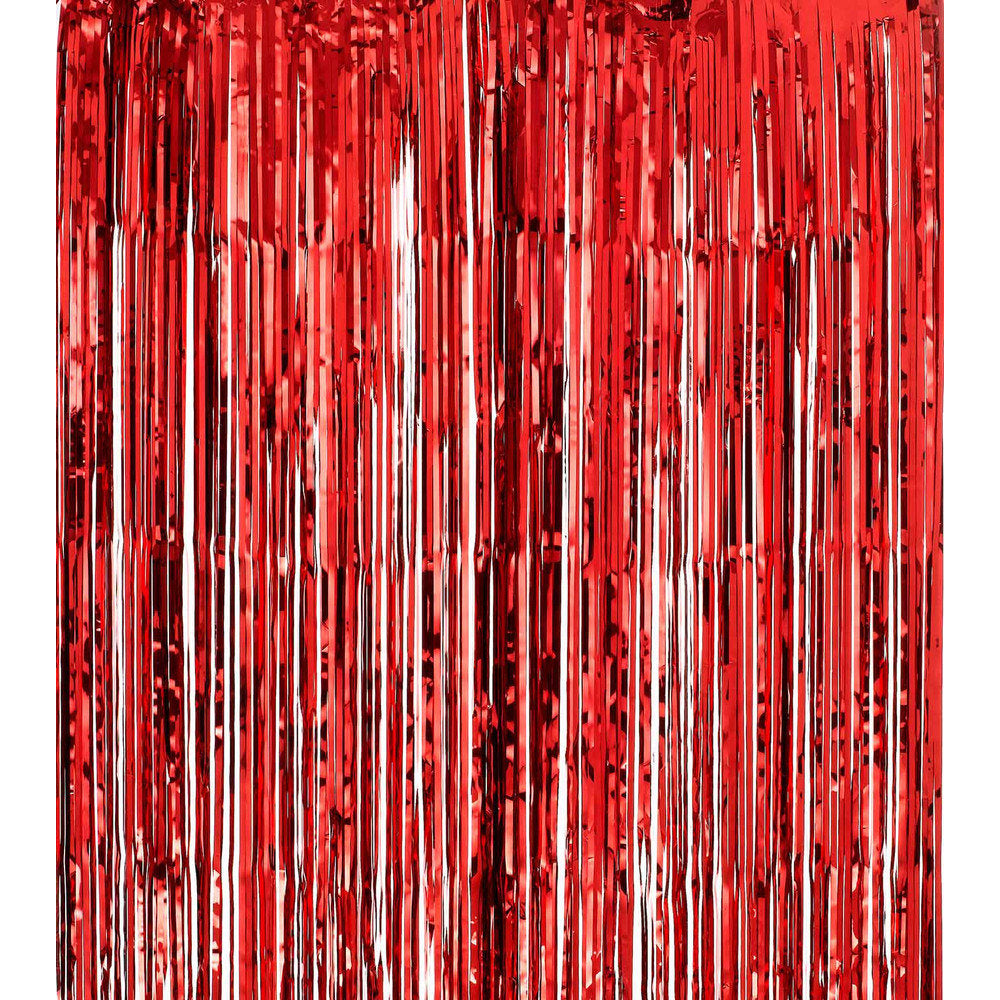Metallic Tinsel Curtain Foil 1m 2m 3m 4m 5m Backdrop PomPoms Streamers Decor