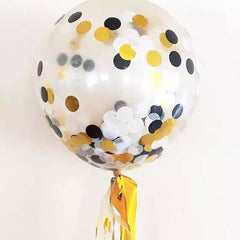 5x Black Gold Confetti Balloons