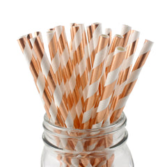 25x ROSE GOLD FOIL Metallic Paper Straws