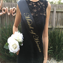 GOLD ON BLACK Hen's Party Sash