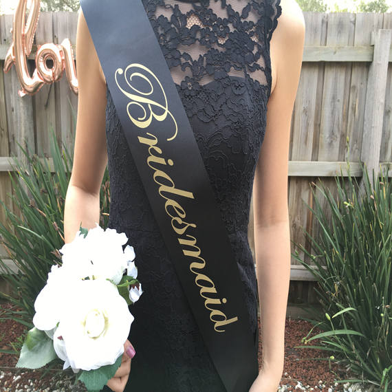 GOLD ON BLACK Hen's Party Sash