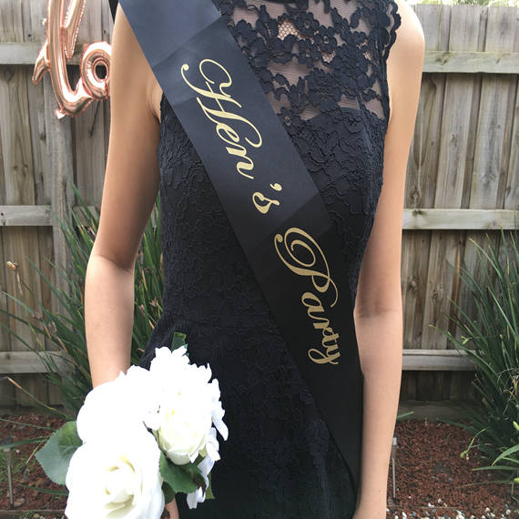 GOLD ON BLACK Hen's Party Sash