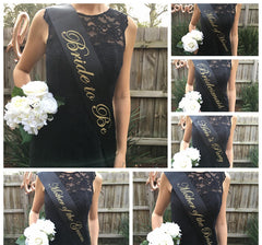 GOLD ON BLACK Hen's Party Sash