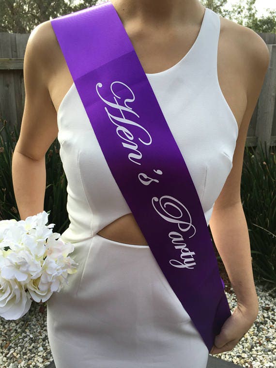 PURPLE Hens Sash - Hen Sash - Bride To Be Sash - Bridal Shower - Engagement- Hen Party- Bachelorette - Bride- Bridesmaid - Team Bride