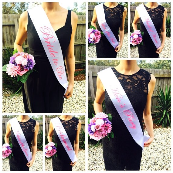 Pink on White Hens Sash - Hen Sash - Bride To Be Sash - Bridal Shower - Engagement- Hen Party- Bachelorette - Bride- Bridesmaid - Team Bride