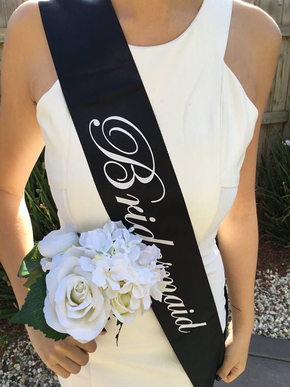 BLACK WHITE Hens Sash - Hen Sash - Bride To Be Sash - Bridal Shower - Engagement- Hen Party- Bachelorette - Bride- Bridesmaid - Team Bride