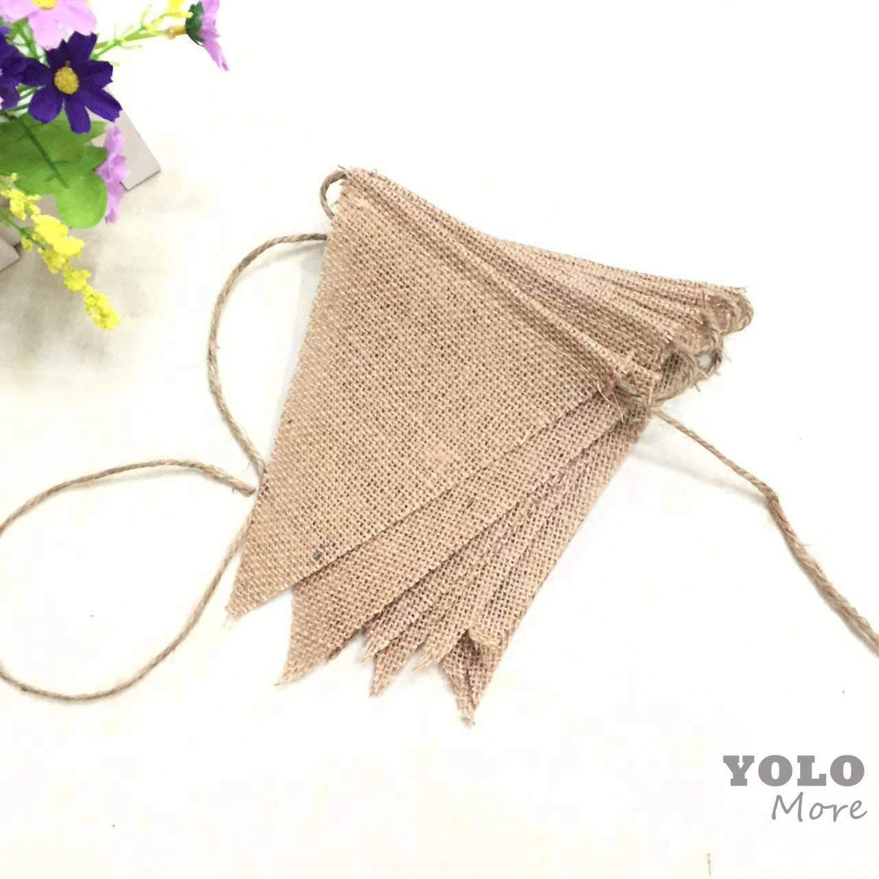 10 Meters 48 Flags Hessian Banner Burlap Rustic Bunting Wedding Party Decorations DECOR
