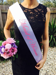 PINK ON WHITE Hen's Party Sash